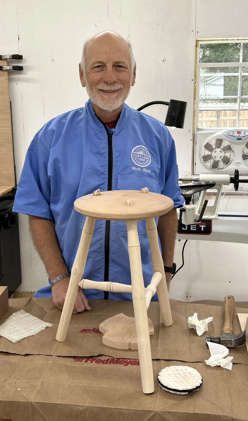 Dick Jones finishes a 2 Day Windsor Stool class